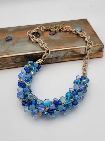 Kumihimo Necklace Twist in Blues