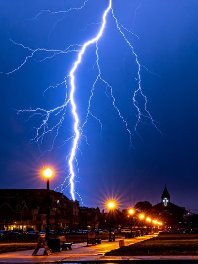 Brilliant Lightning Strike Over The Great Auditorium