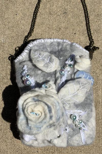 Wet Felted Soft Grey Purse